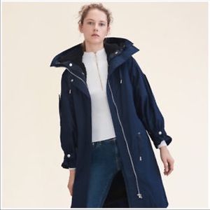 Maje Gabinia faux fur hooded parka coat NWOT